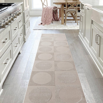 Geometric Modern Geometric Circles In Squares High-Low Area Rug